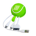 Tennis Shaped 3 In 1 USB Data Cable